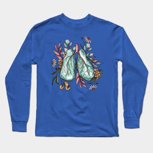 human lungs flowers leaves illustration Long Sleeve T-Shirt